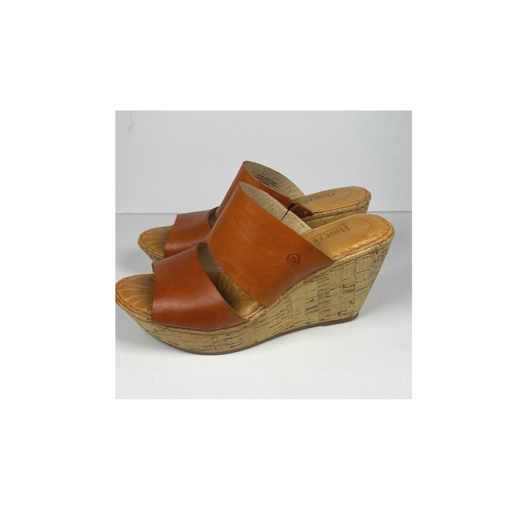 Born Platform Slide Sandals Adria Light Brown Whiskey Size 8